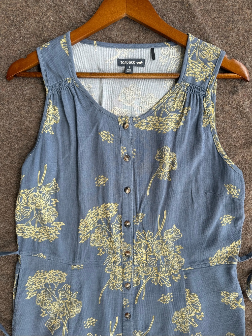 Toad&Co Women's Blue Floral Button-Front dress
